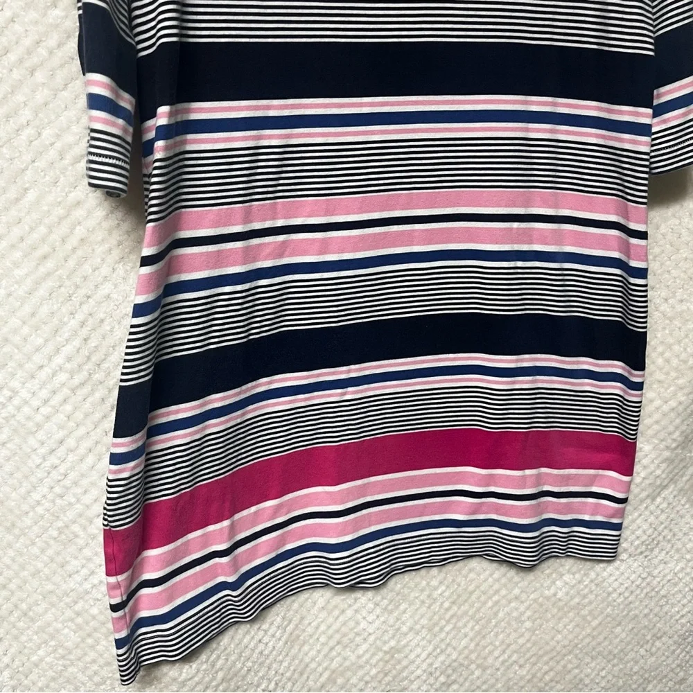 Talbots Womens Shift Dress 100% Cotton Nautical Striped Round Neck Casual Large - Picture 8 of 9